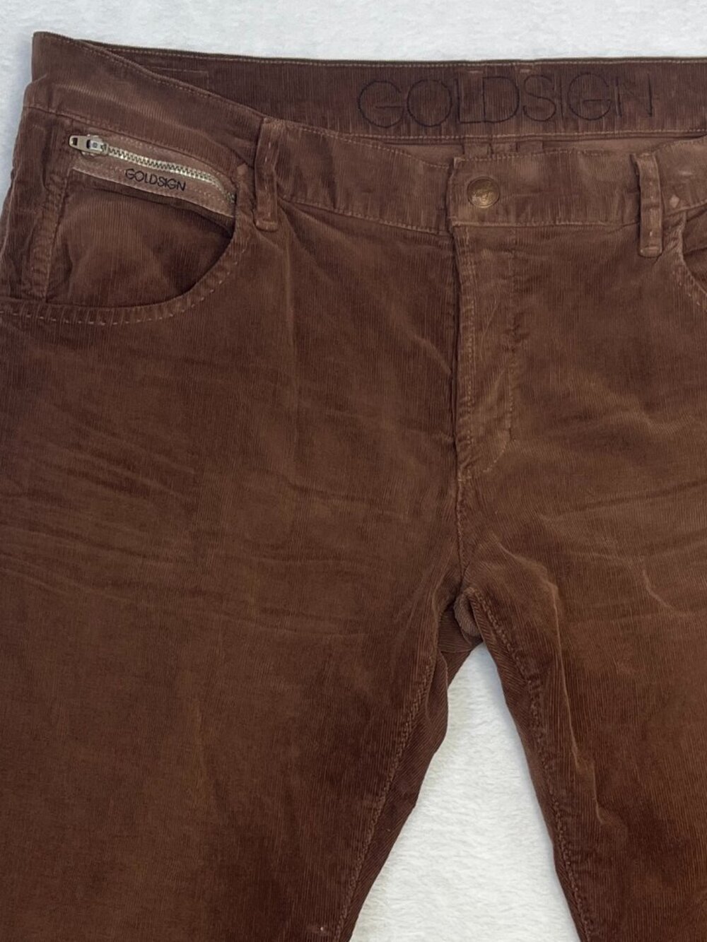 Goldsign Boyfriend Bootcut Corduroy sz 31 Jeans Made in USA Chocolate Collegiate - Picture 2 of 13